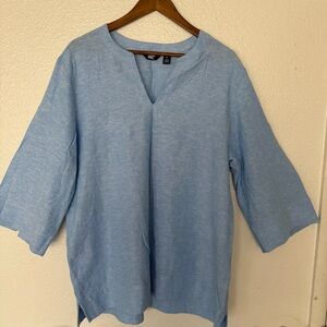 LANDS END Light Blue V-Neck Tunic Top size XL Women’s